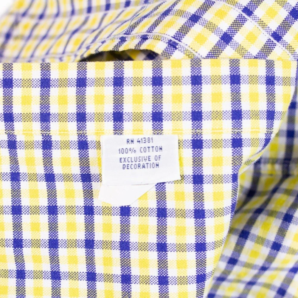 Polo Ralph Lauren Mens 2XL Blue‎ Yellow Check Logo LS Button Front Shirt
